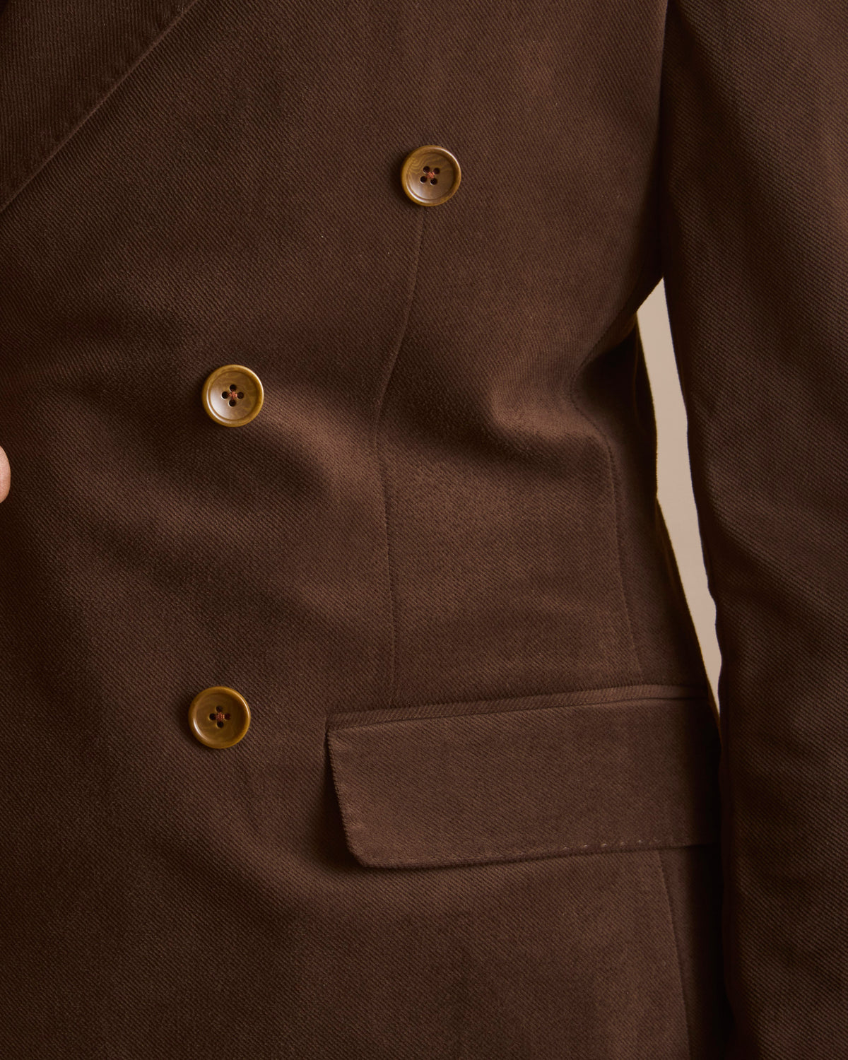 Cigar brown double-breasted country sport blazer in Italian suede (view 4) | House of 6