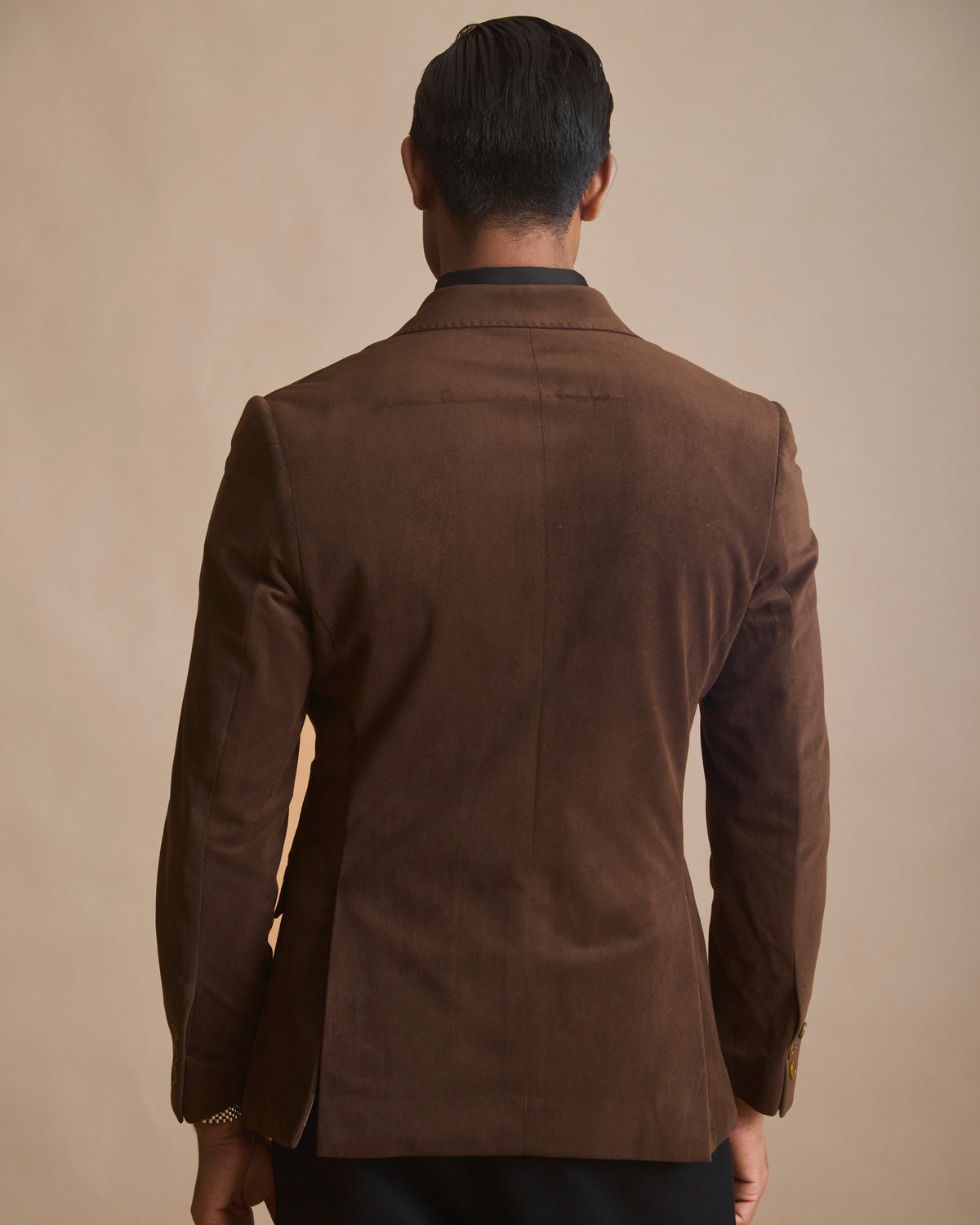 Cigar brown double-breasted country sport blazer in Italian suede (view 7) | House of 6