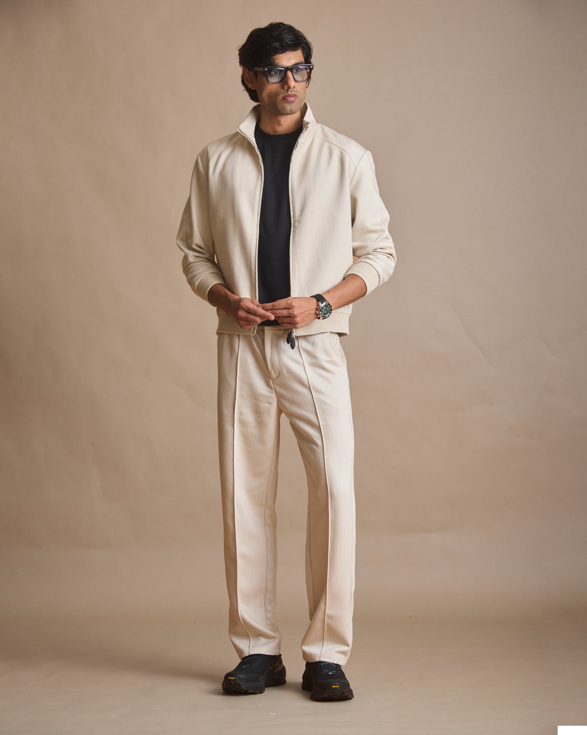 Warm sand Solace woven coord set for men | House of 6