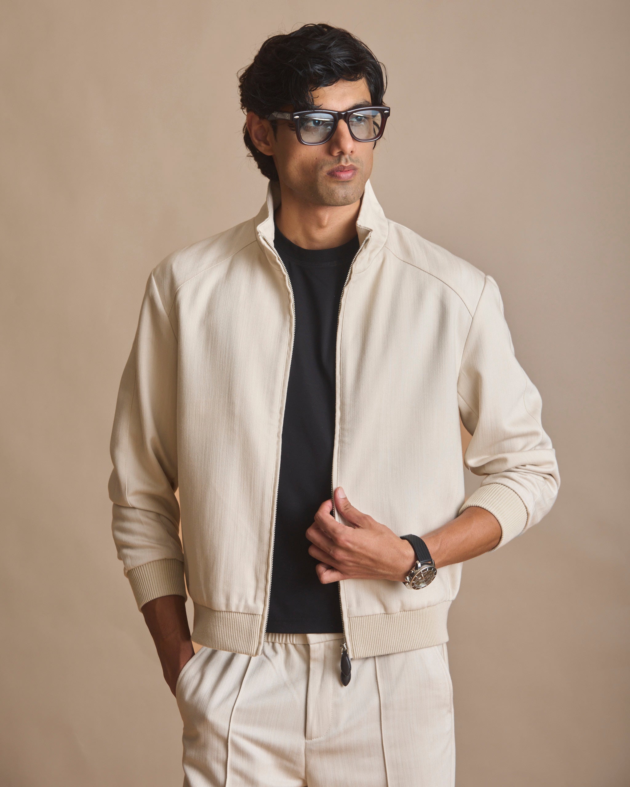 Warm sand Solace woven coord set for men (view 2) | House of 6
