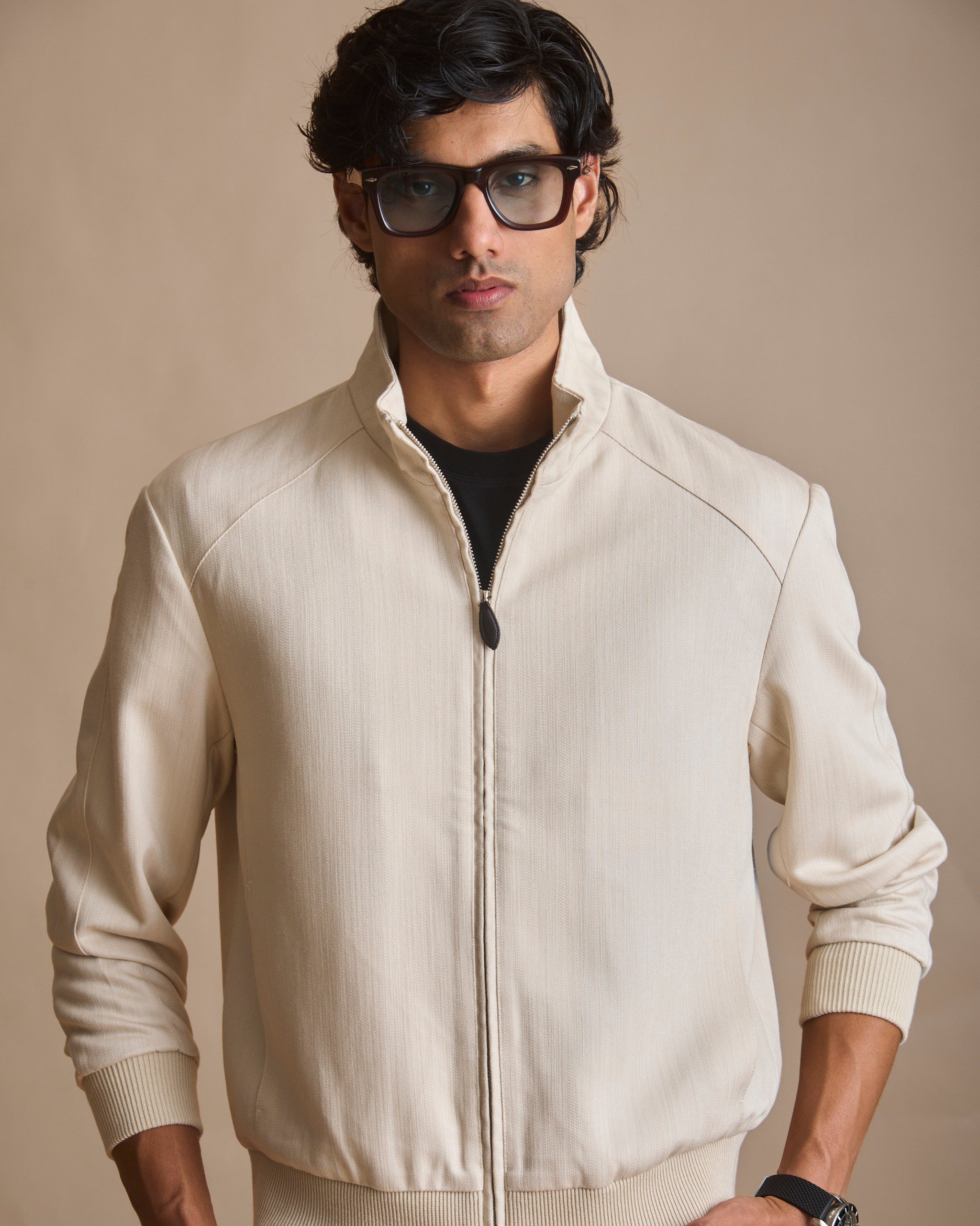 Warm sand Solace woven coord set for men (view 4) | House of 6