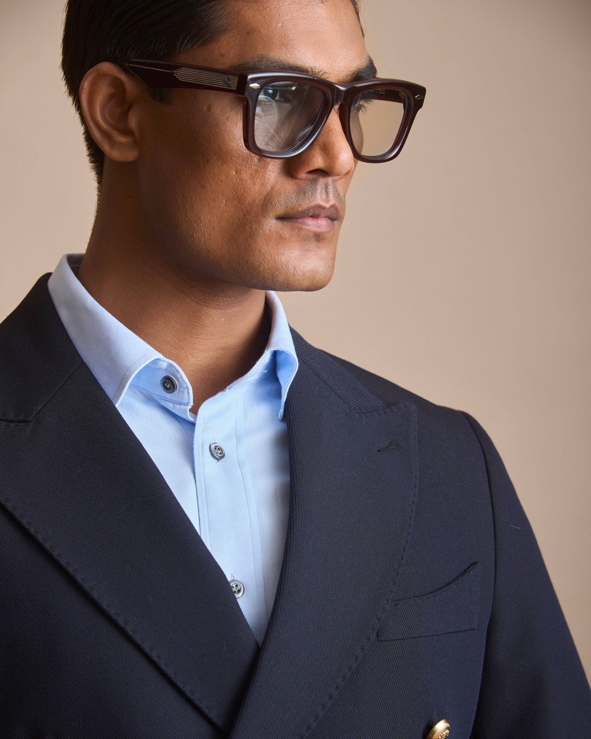 Men's navy blue double-breasted blazer (view 4) | House of 6