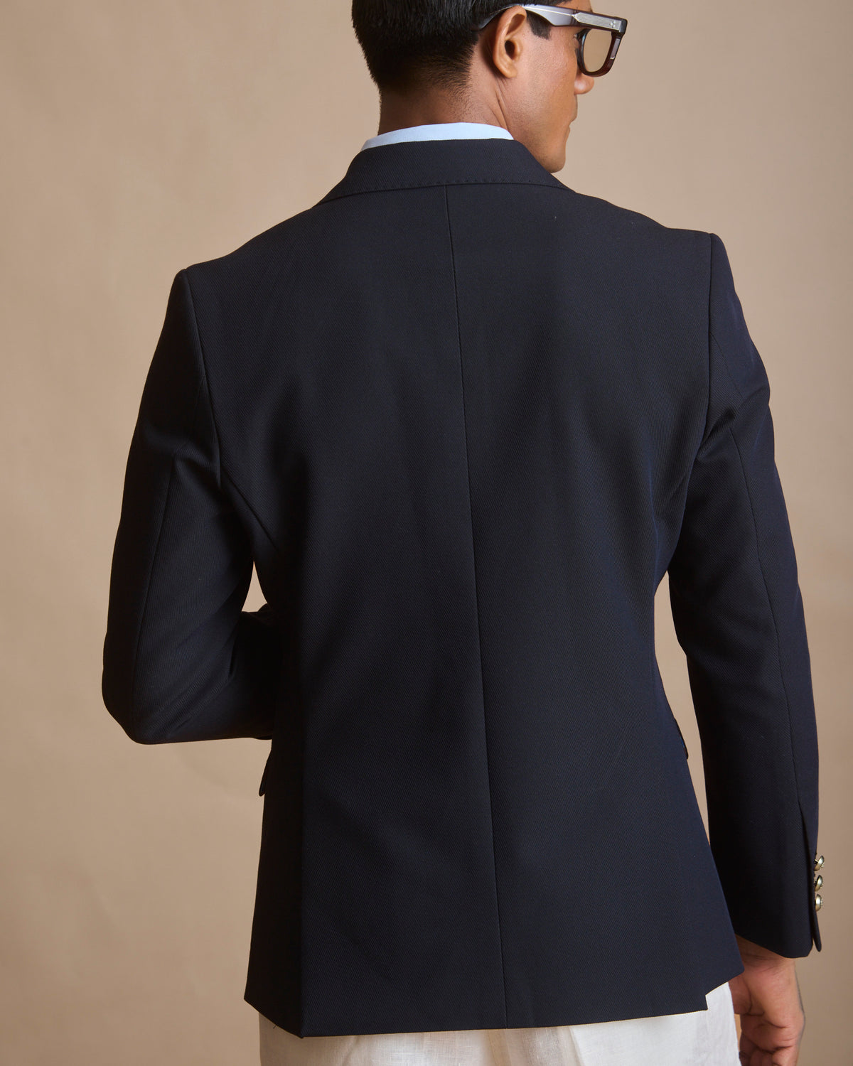 Men's navy blue double-breasted blazer (view 10) | House of 6