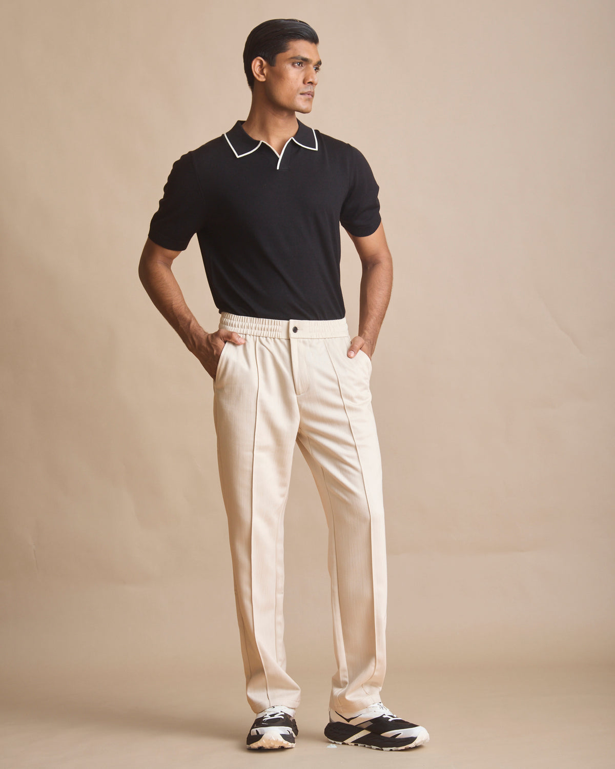 Regatta black Riviera contrast tipping knit polo in 100% merino | House of 6