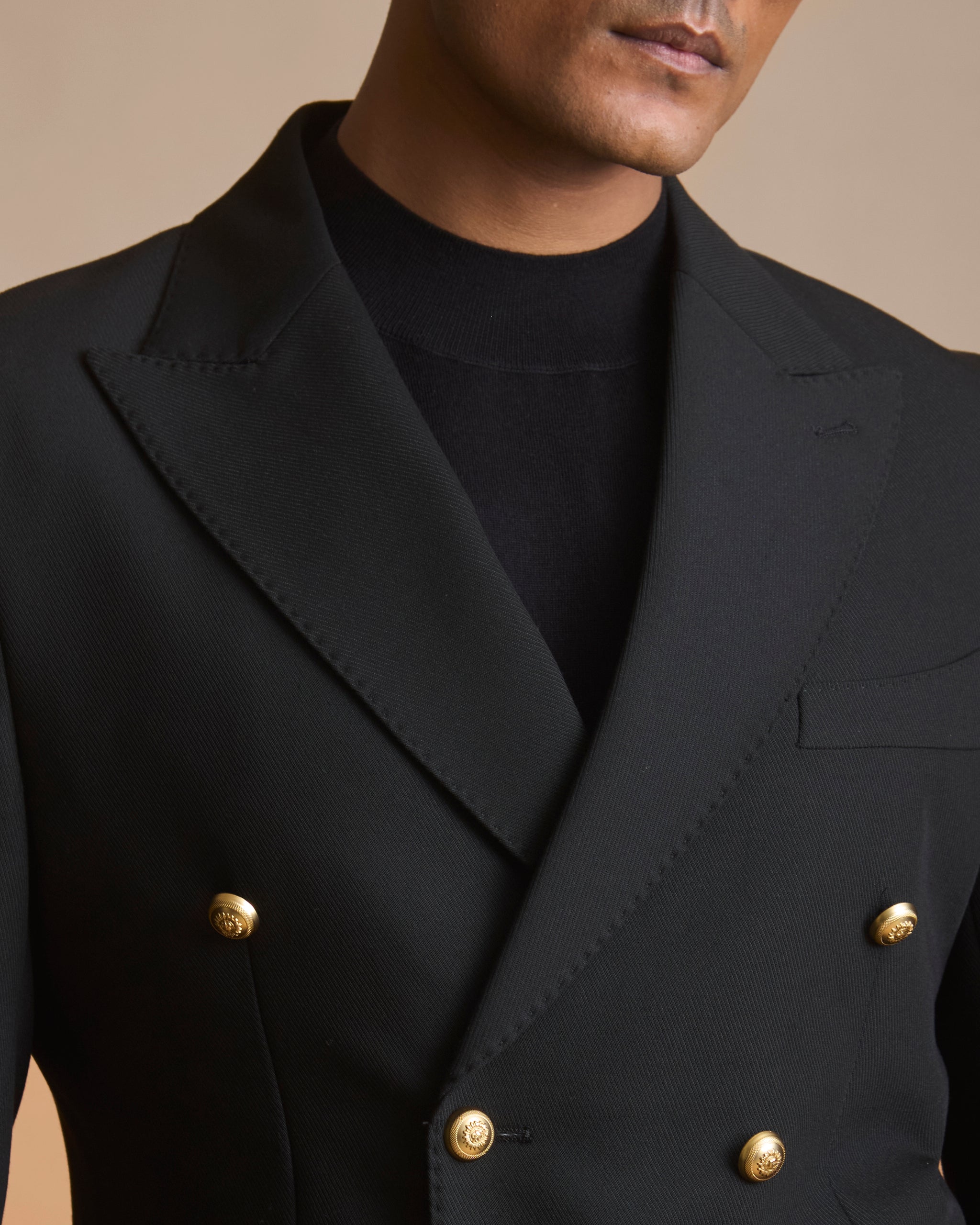 Men's black double-breasted blazer (view 2) | House of 6
