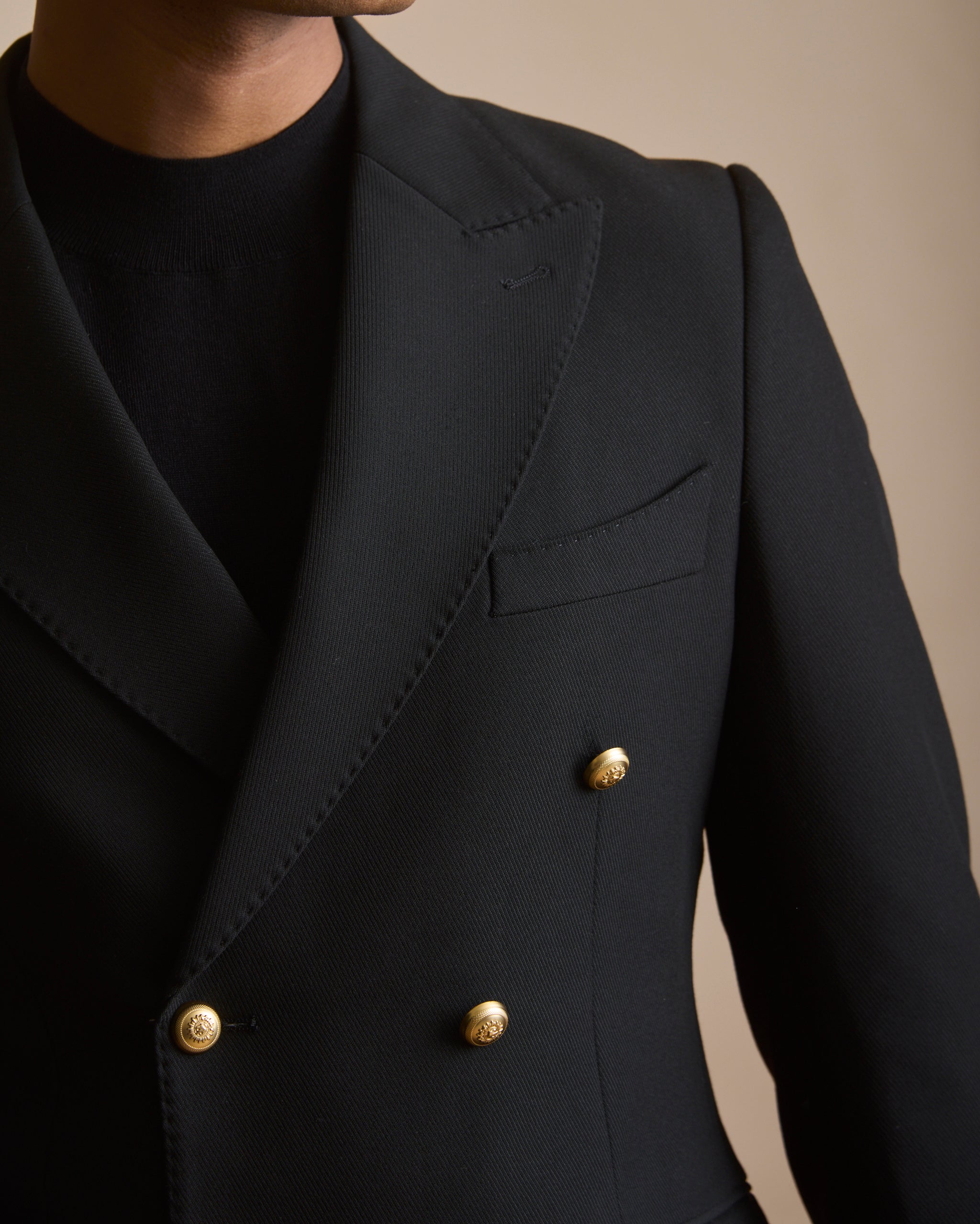 Men's black double-breasted blazer (view 4) | House of 6
