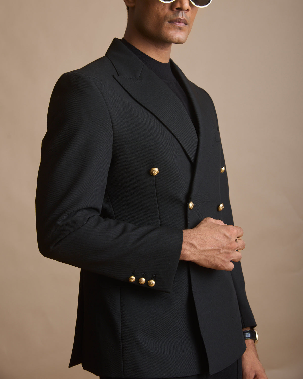 Men's black double-breasted blazer (view 6) | House of 6