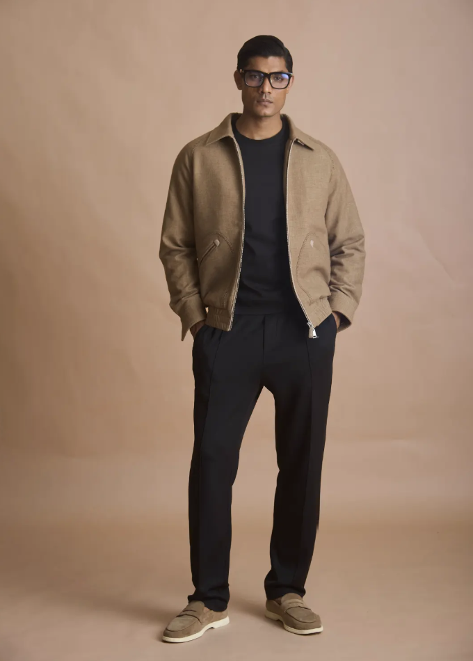 Vicuna cashmere and wool blouson jacket for men | House of 6