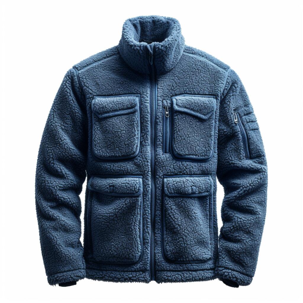 Slate Blue Sherpa Fleece Utility Jacket